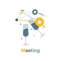 Meeting,socialize,flat design icon vector illustration