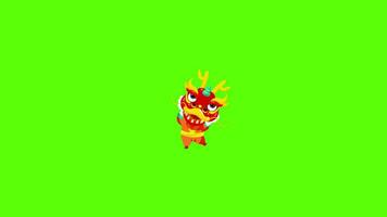 chinois Nouveau année dragon Danse alpha canal transparent vert écran video