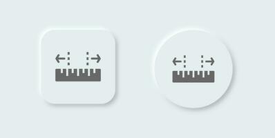 Width solid icon in neomorphic design style. Size signs vector illustration.