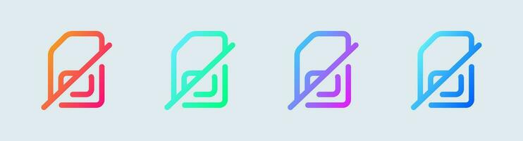 No sim line icon in gradient colors. Lost connection signs vector illustration.