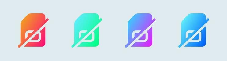 No sim solid icon in gradient colors. Lost connection signs vector illustration.