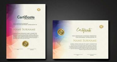 Modern certificate template with colorful polygonal shape effect vector