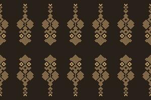 Ethnic geometric fabric pattern Cross Stitch.Ikat embroidery Ethnic oriental Pixel pattern brown background. Abstract,vector,illustration. Texture,clothing,scarf,decoration,motifs,silk wallpaper. vector