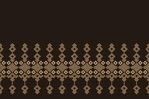 Ethnic geometric fabric pattern Cross Stitch.Ikat embroidery Ethnic oriental Pixel pattern brown background. Abstract,vector,illustration. Texture,clothing,scarf,decoration,motifs,silk wallpaper. vector