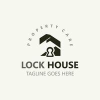 Lock House secure logo design, smart key home property, business vector  template