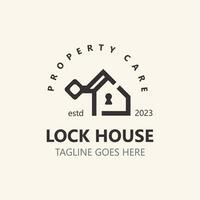 Lock House secure logo design, smart key home property, business vector  template