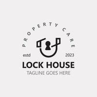 Lock House secure logo design, smart key home property, business vector  template