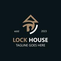 Lock House secure logo design, smart key home property, business vector  template