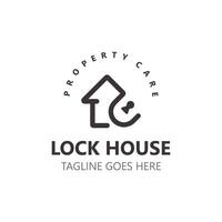 Lock House secure logo design, smart key home property, business vector  template