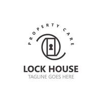 Lock House secure logo design, smart key home property, business vector  template