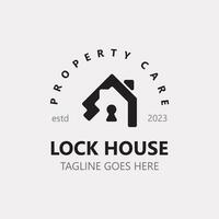 Lock House secure logo design, smart key home property, business vector  template