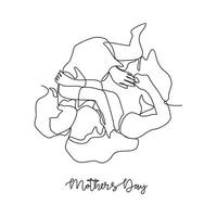 One continuous line drawing of mother's Day vector illustration. event on 14th may with mother's and child design illustration simple linear style vector concept. Suitable for your asset design