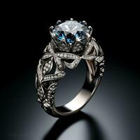 AI generated beautiful diamond ring in black background ai generated photo