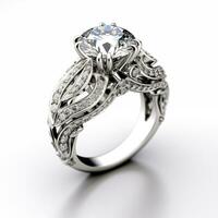 AI generated beautiful diamond ring in white background ai generated photo