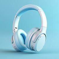 AI generated bluetooth headphone light blue color in light blue background ai generated photo