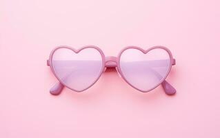 ai generado san valentin día o verano concepto. corazón conformado lentes en rosado antecedentes. foto