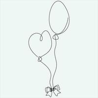 Continuous line hand drawing vector illustration balloon art