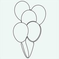 Continuous line hand drawing vector illustration balloon art