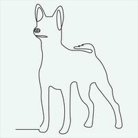 continuo vector línea dibujo de perro uno línea dibujo