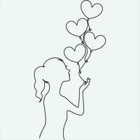 One line hand drawn balloon outline vector illustration