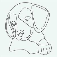 one line hand drawn dog outline vector illustration