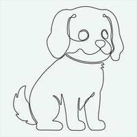 continuo vector línea dibujo de perro uno línea dibujo