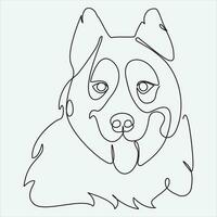 Continuous Vector line drawing of dog one line drawing