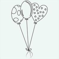 One line hand drawn balloon outline vector illustration