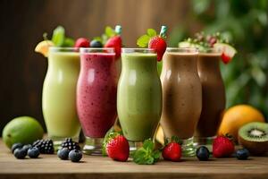 AI generated Healthy drinks fruit smoothies photo