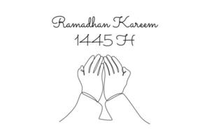 One continuous line drawing of Welcoming Ramadan concept. Doodle vector illustration in simple linear style.