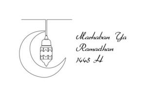 One continuous line drawing of Welcoming Ramadan concept. Doodle vector illustration in simple linear style.