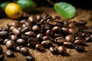 AI generated Brazilian Coffee Beans. Close up photo