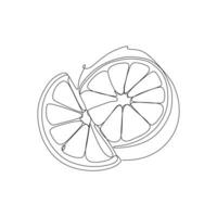 Continuous one simple single abstract line drawing of lemon icon vector illustration concept