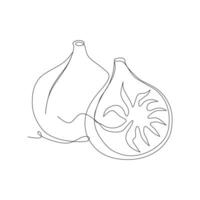 Continuous one single line drawing of fig fruits icon vector illustration concept