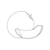 Continuous one line drawing of a mandarin. Vector illustration for food and nature design element or concept