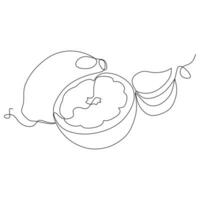 Continuous one single line drawing of orange fruit icon vector illustration concept