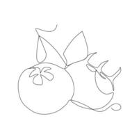 Continuous one single line drawing of tomato fruit icon vector illustration concept