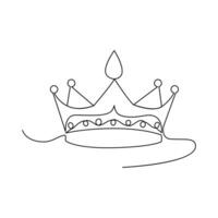 Continuous one-line crown drawing art vector illustration and the crown symbol of king and majesty