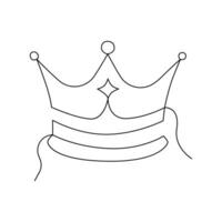 Continuous one-line crown drawing art vector illustration and the crown symbol of king and majesty