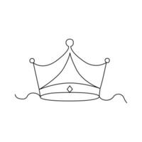 Continuous one-line crown drawing art vector illustration and the crown symbol of king and majesty