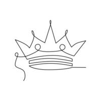 Continuous one-line crown drawing art vector illustration and the crown symbol of king and majesty