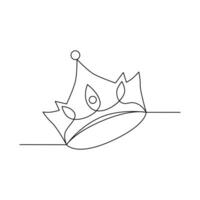 Continuous one-line crown drawing art vector illustration and the crown symbol of king and majesty