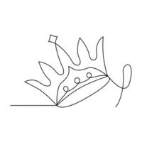 Continuous one-line crown drawing art vector illustration and the crown symbol of king and majesty