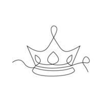 Continuous one-line crown drawing art vector illustration and the crown symbol of king and majesty