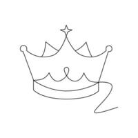 Continuous one-line crown drawing art vector illustration and the crown symbol of king and majesty