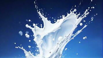 AI generated Free Photo of milk splash on gradient blue background