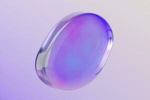 Speech bubbles on iridescent holographic gradient colors background. 3D shape chat bubble. photo