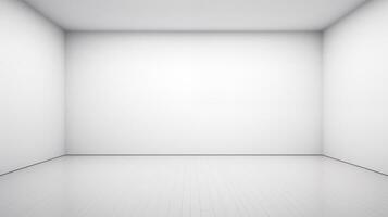 AI generated Minimalist room design with a white wall and an empty modern decor. photo