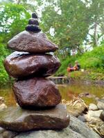 a stack of rocks sitting on top of a rock photo