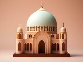 ai generado minimalista mezquita miniatura. Ramadán kareem antecedentes. generativo ai foto